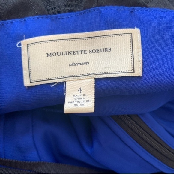 ANTHROPOLOGIE Moulinette Soeurs Royal Blue Lace Cottagecore Dress Size 4 - Picture 3 of 14